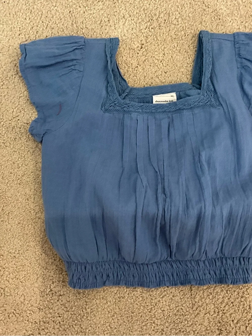 Abercrombie Blue Two-Piece Ruffled Crop Top and Skirt Set